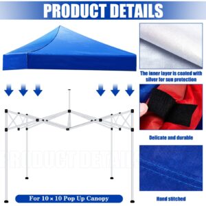 10x10 Canopy Replacement Top Cover, Canopy Top with Removable Side Walls, Waterproof Sunshade Top for Outdoor Garden Patio Picnic Camping (Brackets Not Included)(Blue)