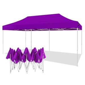 american phoenix canopy tent 10x20 pop up tent instant shelter shade heavy duty commercial outdoor party tent (10x20ft (white frame), purple)