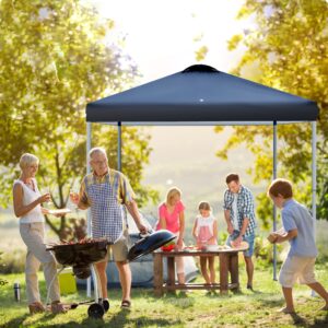 SlowSnail Premium Outdoor Pop Up Canopy Tent: 10' x 10' Ultimate Collapsible Portable Canopy with Steel Frame and Top Vent, Adjustable Legs & Foldable Design, Black