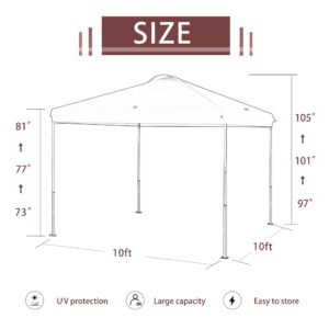 SlowSnail Premium Outdoor Pop Up Canopy Tent: 10' x 10' Ultimate Collapsible Portable Canopy with Steel Frame and Top Vent, Adjustable Legs & Foldable Design, Black