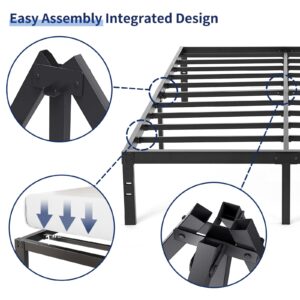 NOAH MEGATRON King Size Metal Platform Bed Frame Heavy Duty Black Slats Mattress Foundation No Box Spring Needed, Underneath Storage, 14 Inch, Noise Free, Easy Assembly