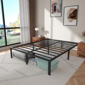 NOAH MEGATRON King Size Metal Platform Bed Frame Heavy Duty Black Slats Mattress Foundation No Box Spring Needed, Underneath Storage, 14 Inch, Noise Free, Easy Assembly