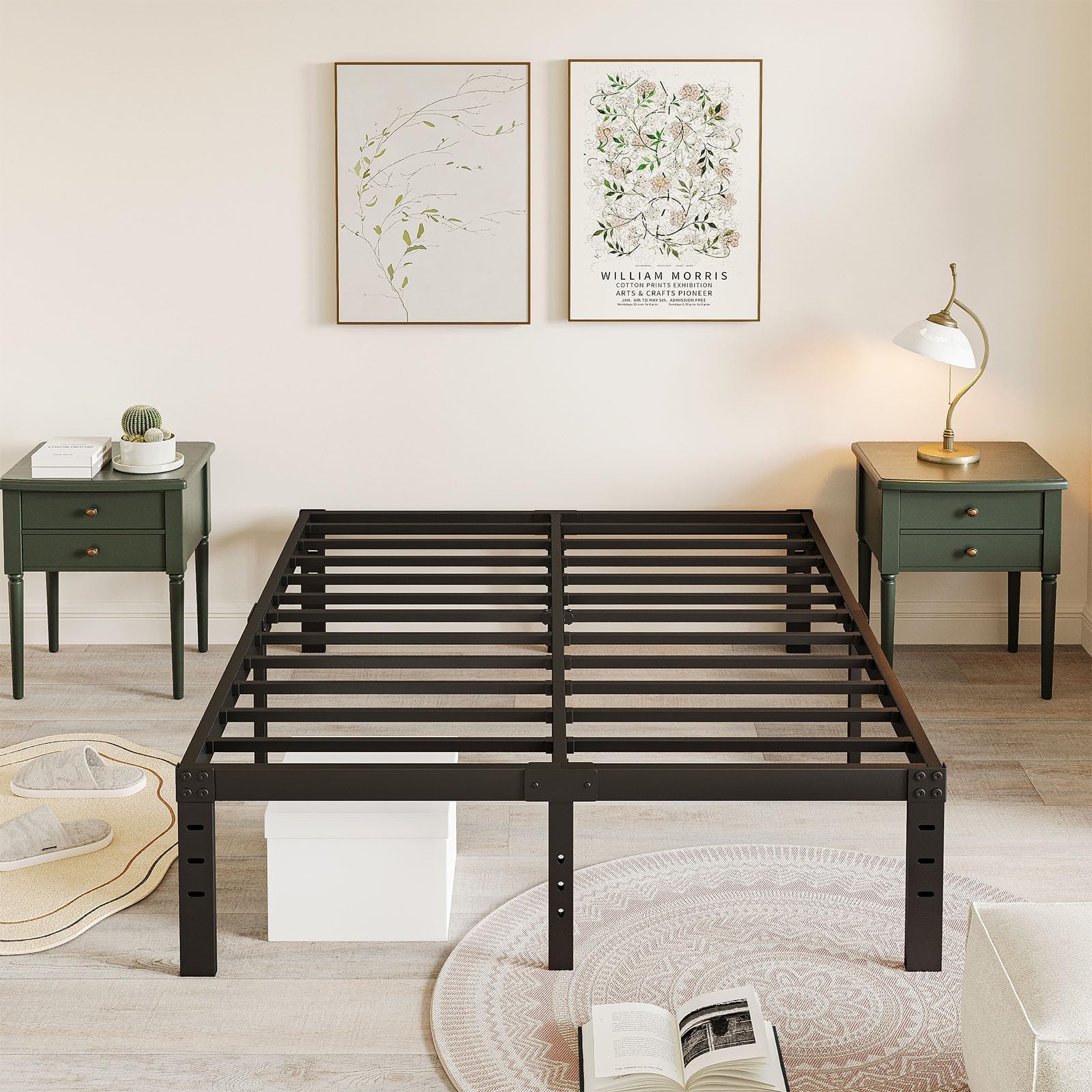 Bednowitz King Metal Platform Bed Frame, 12 Inch King-Size-Bed-Frames with Heavy Duty Steel Slats, Noise Free Mattress Foundation No Box Spring Needed, Easy Assembly, Black