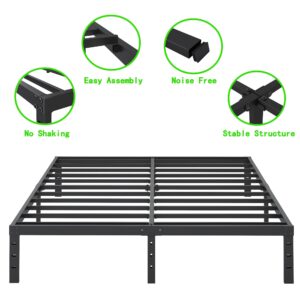 Cieemine 12 Inch King Size Metal Bed Frame, Heavy Duty Steel Slat Mattress Foundation, No Box Spring Needed, Easy Assembly, Noise-Free, Black