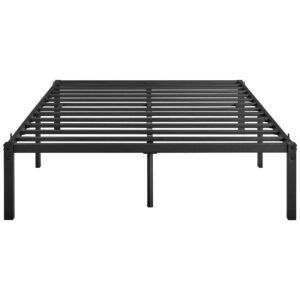 Yaheetech Queen Bed Frame with Storage Space, No Box Spring Needed, 16 Inches Powerful Storage Space, Sturdy Steel Slat Support, Black