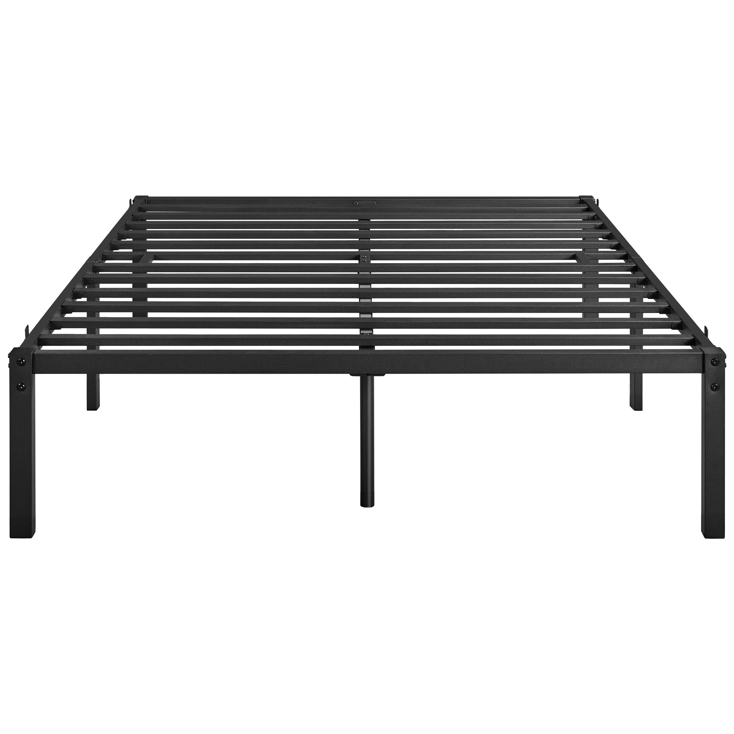 Yaheetech Queen Bed Frame with Storage Space, No Box Spring Needed, 16 Inches Powerful Storage Space, Sturdy Steel Slat Support, Black