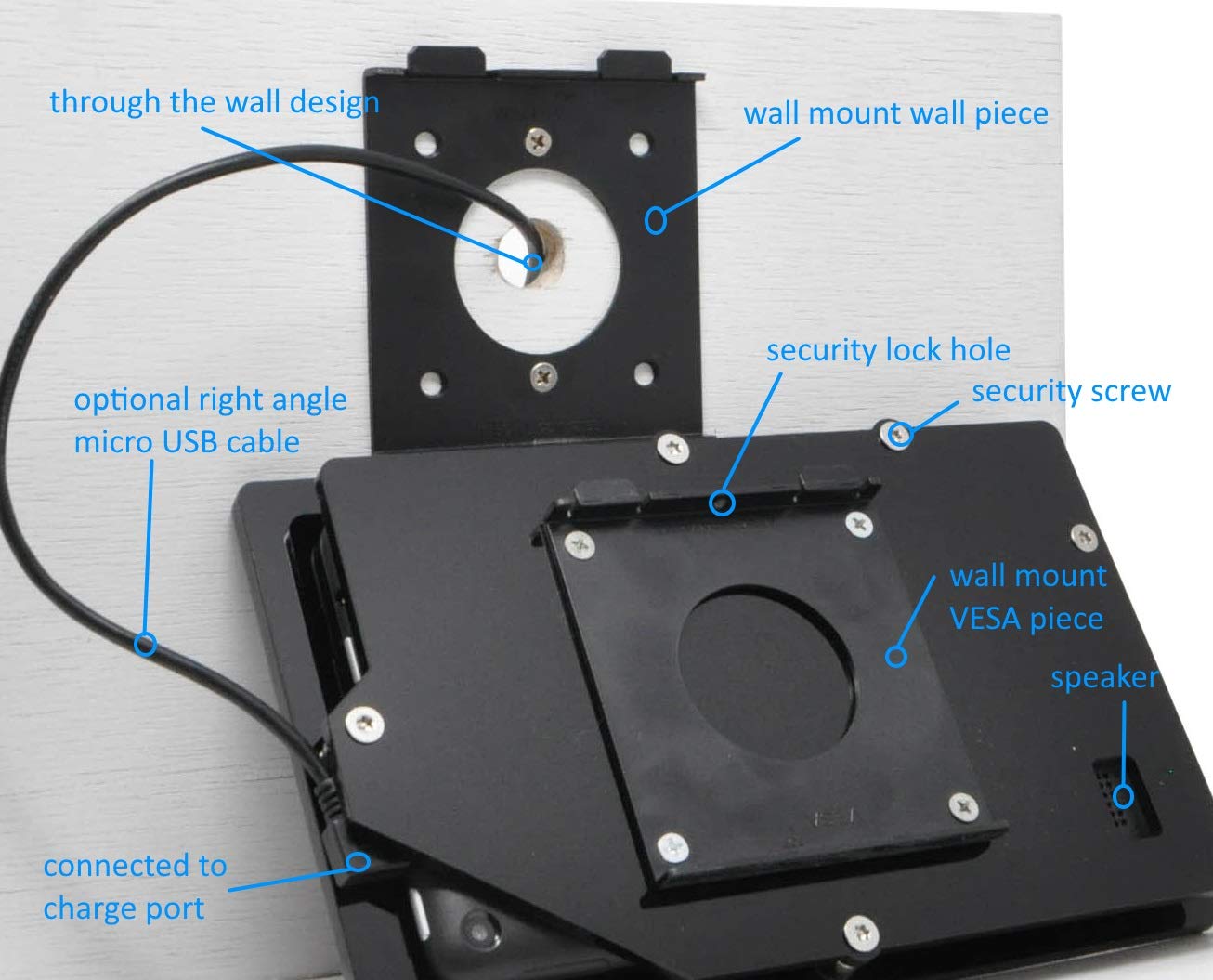 TABcare Security Anti-Theft Acrylic VESA Case for Dell Latitude 12 2-in-1 5285 5290 7200 7210 with Wall Mount Kit (Black, Latitude 12 2-in-1 7200)