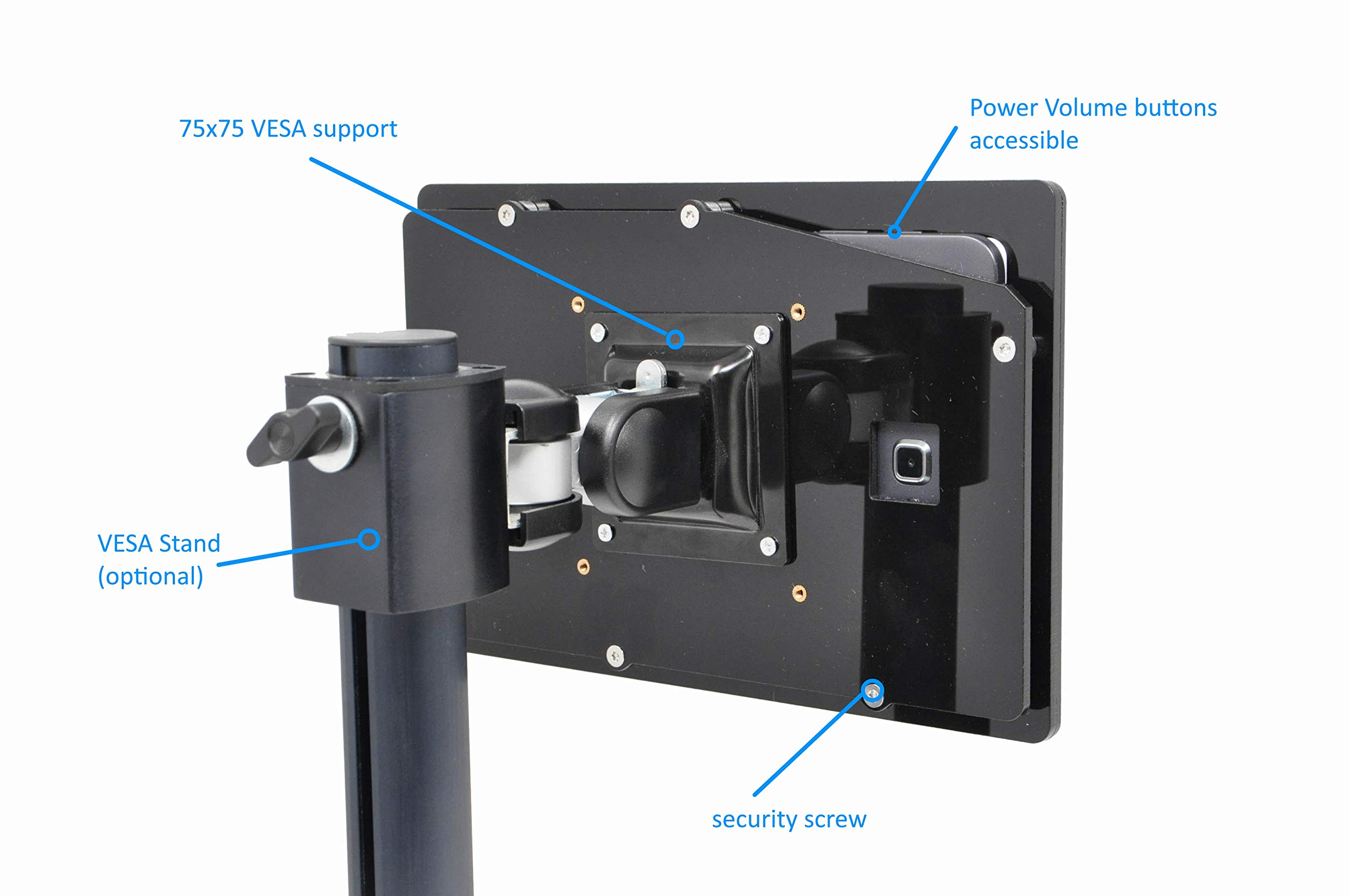 TABcare Security Anti-Theft Acrylic VESA Case for Dell Latitude 12 2-in-1 5285 5290 7200 7210 with Wall Mount Kit (Black, Latitude 12 2-in-1 7200)