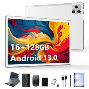 2024 Newest Tablet Android 13 Tablets 10 Inch, Tablet 128GB ROM+16GB RAM (8+8 Virtual), 2 In 1 Tablet with keyboard, Powerful Octa-Core+13MP Camera, 1TB TF Expandable, FHD IPS Display WiFi Tablet PC