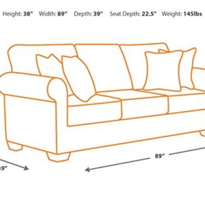 Signature Design by Ashley Larkinhurst Faux Leather Sofa with Nailhead Trim and 2 Accent Pillows, Brown