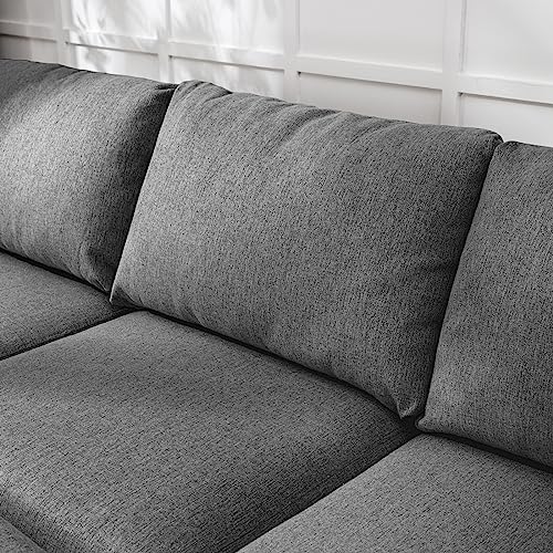 CECER Convertible Sectional Sofa Couch Set 3 Seat L Shaped Sofa Couch with Flexible Storage Ottoman Chaise Modern Modular Sleeper Couches for Living Room Apartment Office - Dark Grey