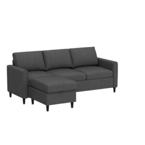 CECER Convertible Sectional Sofa Couch Set 3 Seat L Shaped Sofa Couch with Flexible Storage Ottoman Chaise Modern Modular Sleeper Couches for Living Room Apartment Office - Dark Grey