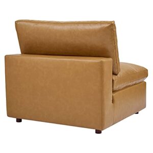 Modway Commix Modular Sofa, Reclining Sectional, Tan Vegan Leather