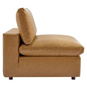 Modway Commix Modular Sofa, Reclining Sectional, Tan Vegan Leather