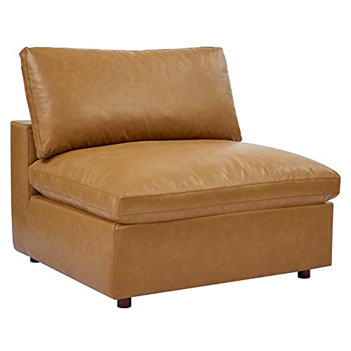 Modway Commix Modular Sofa, Reclining Sectional, Tan Vegan Leather