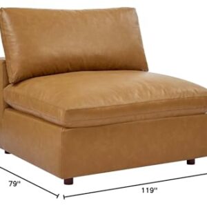 Modway Commix Modular Sofa, Reclining Sectional, Tan Vegan Leather