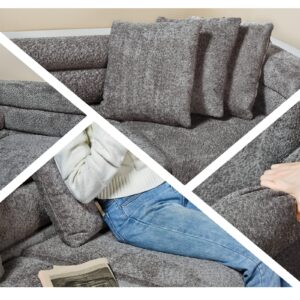 AMERLIFE Oversized Sofa - 85 inch Sofa Couch, 3 Seater Comfy Bouclé Deep Seat Sofa for Living Room - Grey