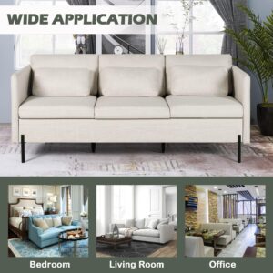 LINLUX 3 Piece Living Room Sectional Sofa Set, Modern Upholstered Loveseat Sofa Couch w/Pillows, Fabric Furniture Set for Living Room, Bedroom, Apartment, Dorm, Office, Cream Beige