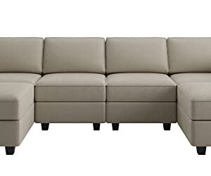 Belffin Modular Sectional Sofa with Reversible Chaises Velvet U Shaped Sectional Couch with Storage Seat Grey