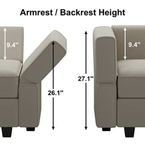 Belffin Modular Sectional Sofa with Reversible Chaises Velvet U Shaped Sectional Couch with Storage Seat Grey