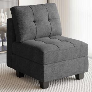 belffin middle module seat for modular sofa sectional couch with storage accent armless sofa chair modern fabric dark grey