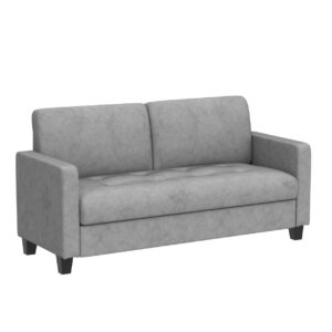 GRACFORCE 57" W Loveseat Sofa Couch w/ 2 USB Charging Ports, Mid Century Modern Fabric Love Seat Furniture for Living Room, 2-Seater Small Couches for Small Spaces, Bedroom, RV (Light Grey)