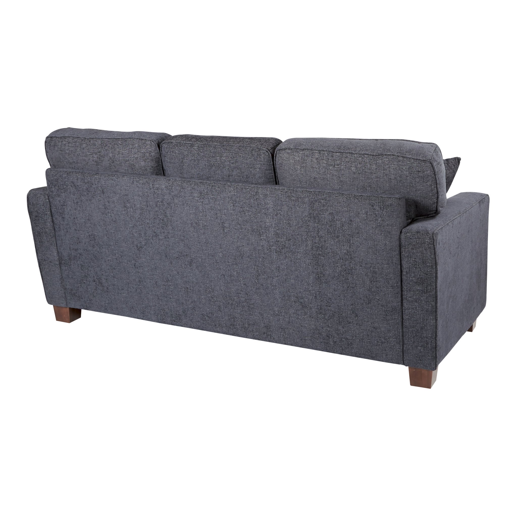 OSP Home Furnishings Russell Reversible Sectional Sofa with 2 Pillows and Coffee Finished Legs, Navy