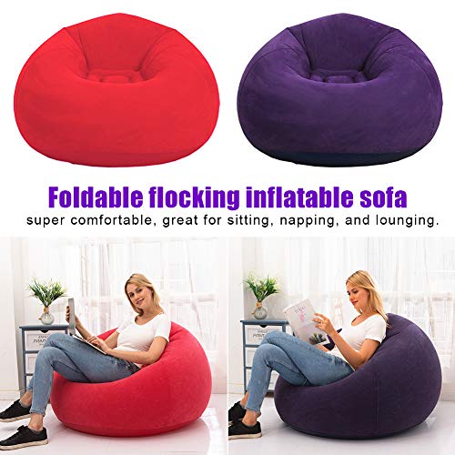 CALIDAKA Bean Bag Chair (No Filler), Air Sofa Outdoor Inflatable Lazy Sofa Chair,Washable Couch Bean Bag Chair Folding,for Organizing Plush Toys Or Memory Foam-Blue