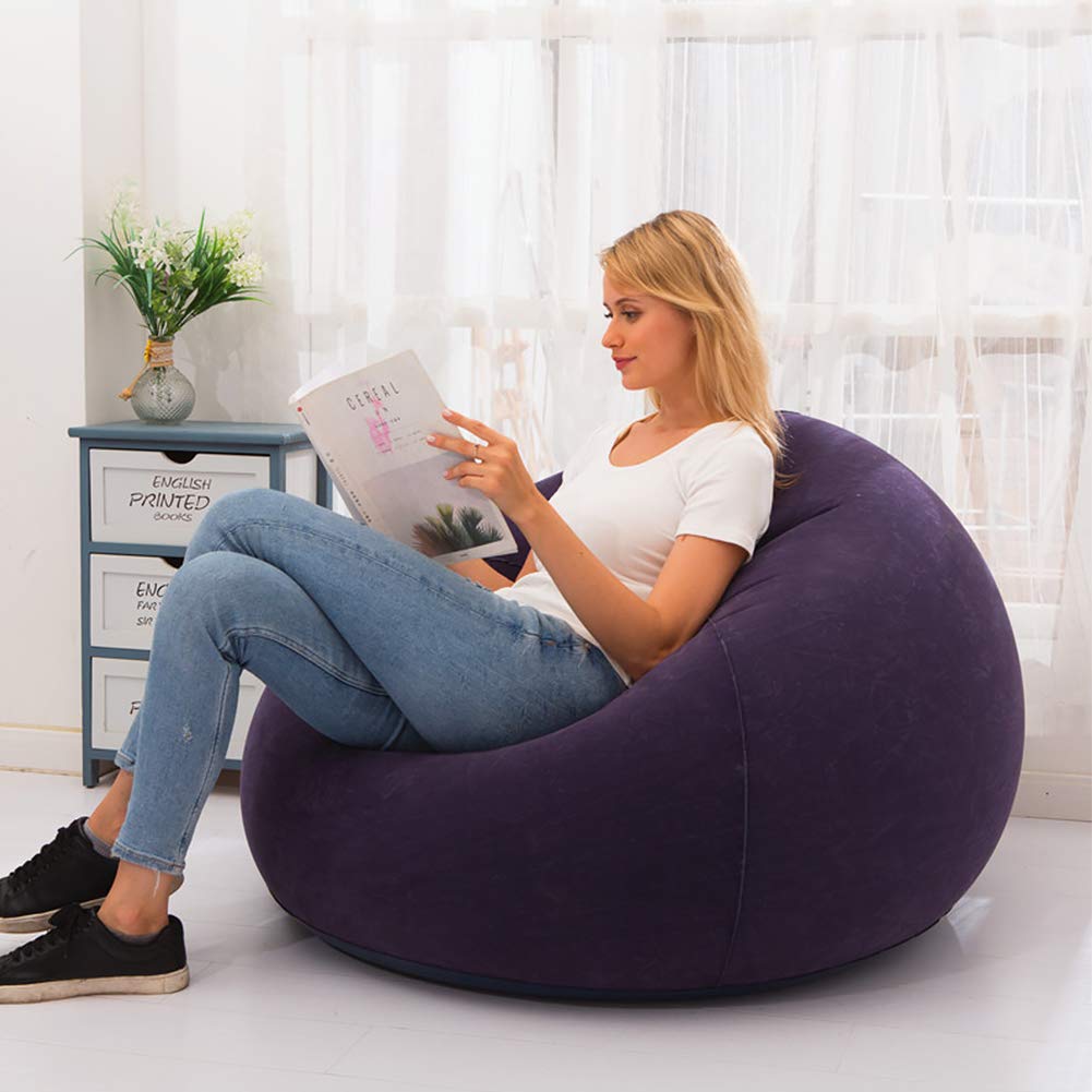 CALIDAKA Bean Bag Chair (No Filler), Air Sofa Outdoor Inflatable Lazy Sofa Chair,Washable Couch Bean Bag Chair Folding,for Organizing Plush Toys Or Memory Foam-Blue