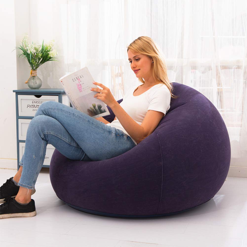 CALIDAKA Bean Bag Chair (No Filler), Air Sofa Outdoor Inflatable Lazy Sofa Chair,Washable Couch Bean Bag Chair Folding,for Organizing Plush Toys Or Memory Foam-Blue