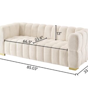 VANOMi Sofa Couch for Living Room, Modern Futon 3-Seat Sofa Upholstered Sofa Couch with Metal Leg for Bedroom Apartment Small Space