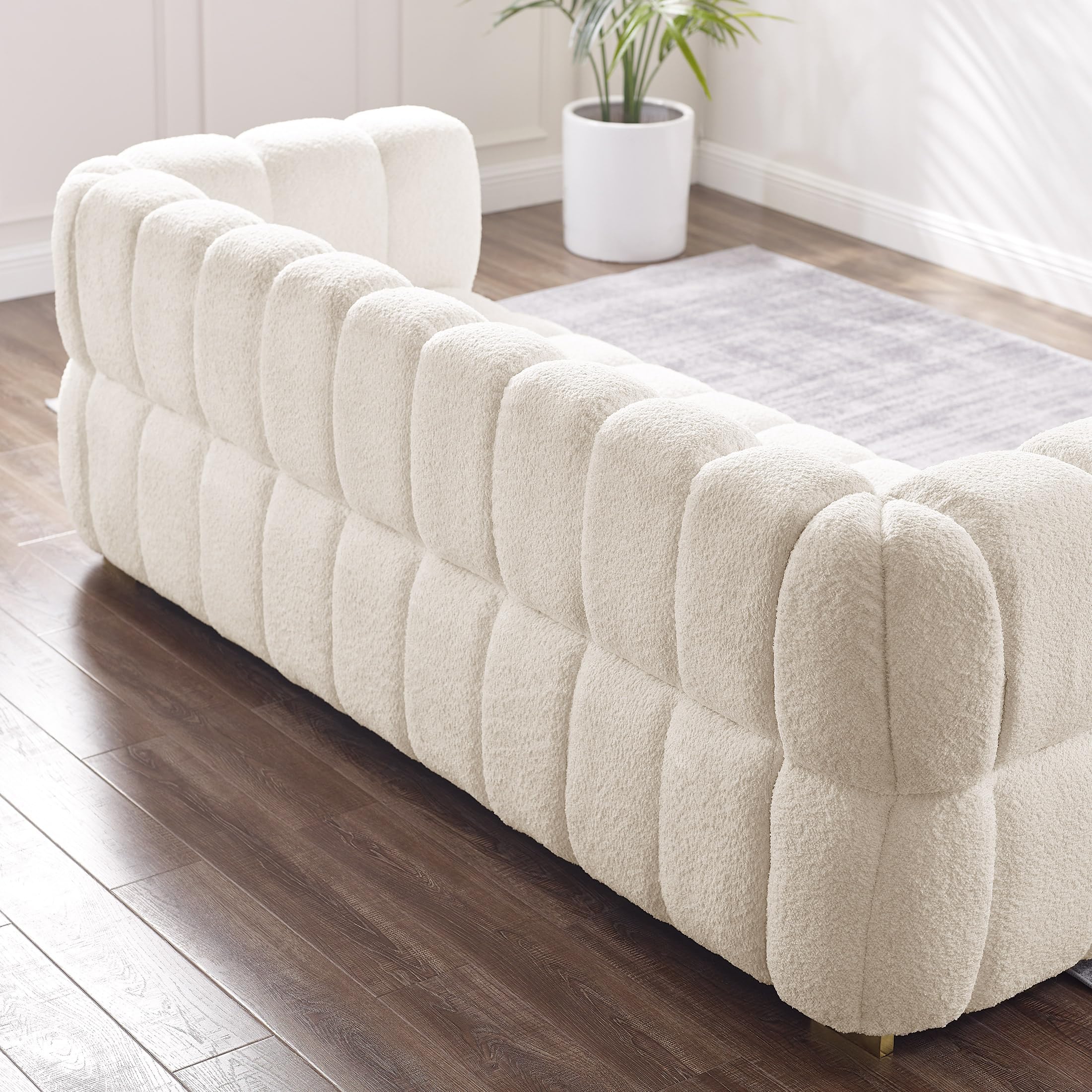 VANOMi Sofa Couch for Living Room, Modern Futon 3-Seat Sofa Upholstered Sofa Couch with Metal Leg for Bedroom Apartment Small Space