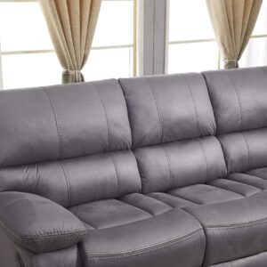 Betsy Furniture Microfiber Reclining Sofa Couch Set Living Room Set 8007 (Grey, Sofa+Loveseat+Recliner)