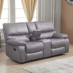 Betsy Furniture Microfiber Reclining Sofa Couch Set Living Room Set 8007 (Grey, Sofa+Loveseat+Recliner)