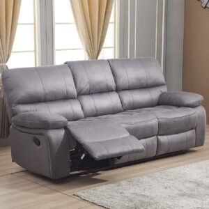 Betsy Furniture Microfiber Reclining Sofa Couch Set Living Room Set 8007 (Grey, Sofa+Loveseat+Recliner)