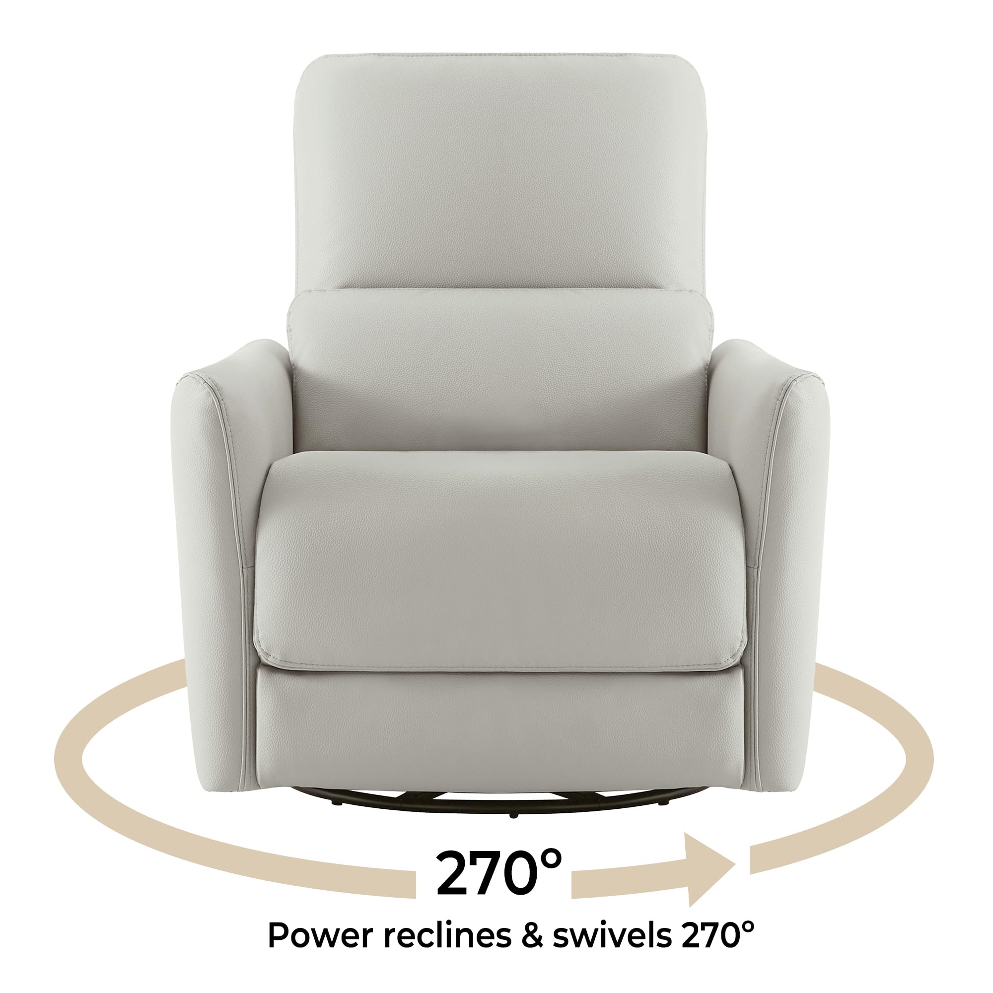 CHITA Power Recliner Swivel Glider, FSC Certified Upholstered Faux Leather Living Room Reclining Sofa Chair with Lumbar Support, Cream