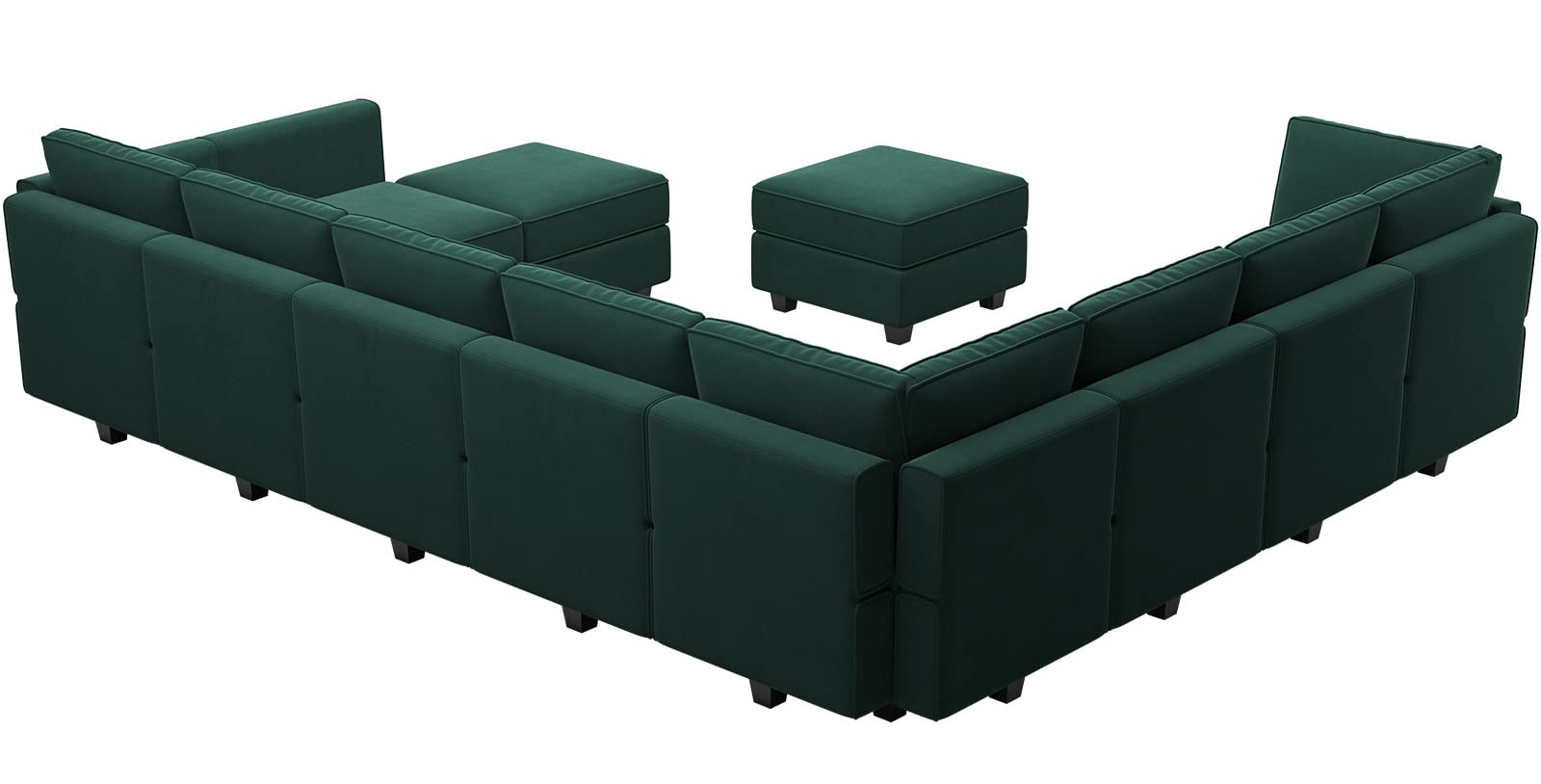 Belffin Modular Sectional Sofa with Ottomans Velvet Oversized U Shaped Sofa Couch with Storage Seats Sofa Set with Reversible Chaise Velvet Green…