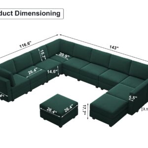 Belffin Modular Sectional Sofa with Ottomans Velvet Oversized U Shaped Sofa Couch with Storage Seats Sofa Set with Reversible Chaise Velvet Green…