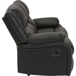 Signature Design by Ashley Calderwell Faux Leather Manual Pull-Tab Reclining Sofa, Black