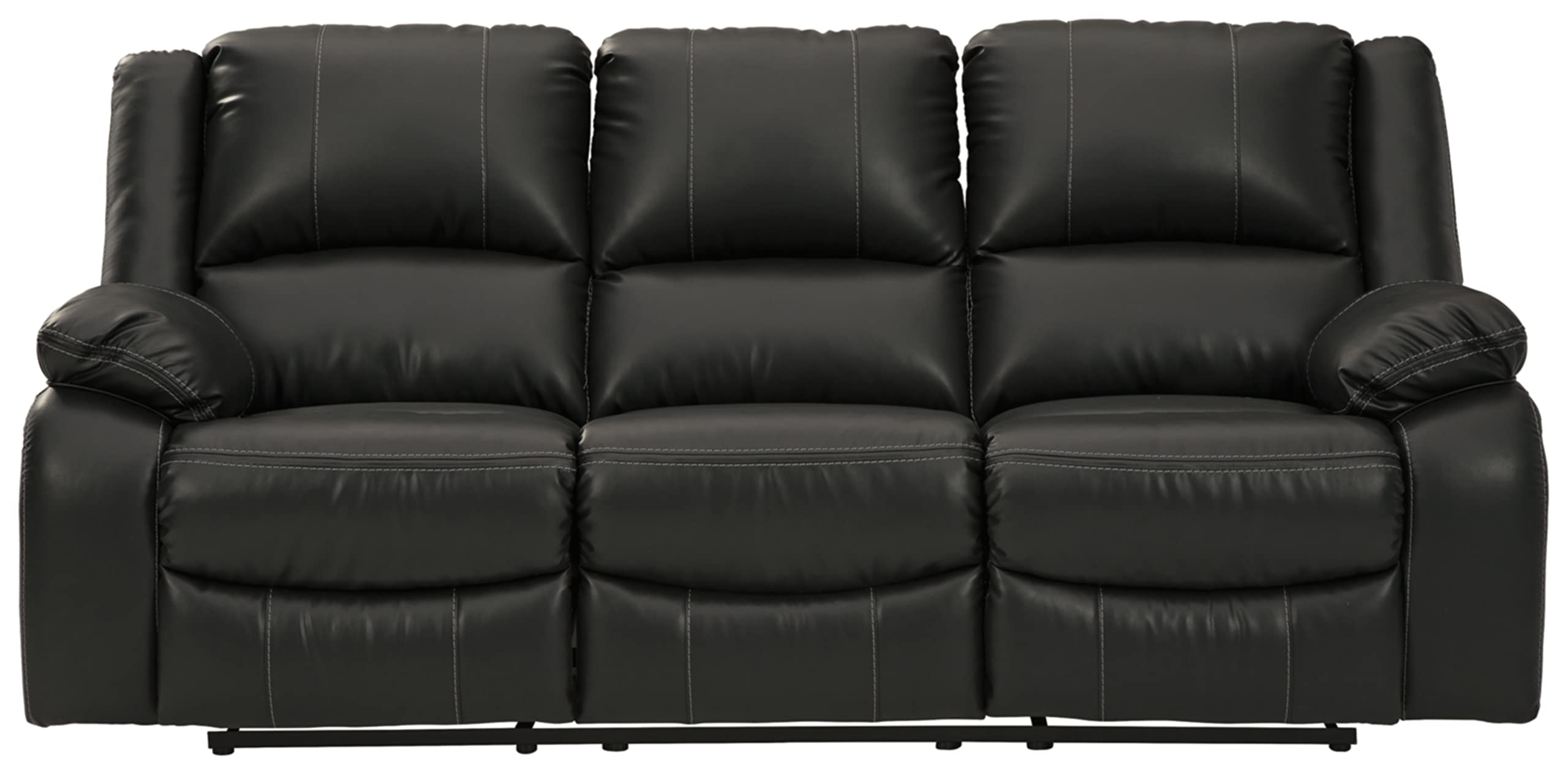 Signature Design by Ashley Calderwell Faux Leather Manual Pull-Tab Reclining Sofa, Black