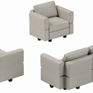 Belffin Modular Sofa Set for Living Room Furniture Sets 3 Piece with Storage Seat Velvet Sofa Couch Set Grey