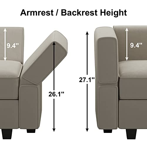 Belffin Oversized U Shaped Sectional Couch with Reversible Double Chaises Velvet Modular Sectional Sleeper Sofa with Storage Grey