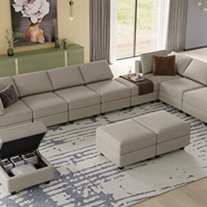 Belffin Oversized U Shaped Sectional Couch with Reversible Double Chaises Velvet Modular Sectional Sleeper Sofa with Storage Grey