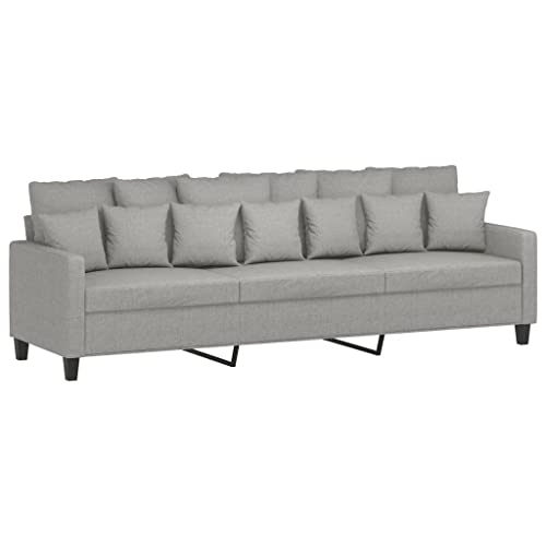 vidaXL 3-Seater Sofa: Modern Design, Durable Fabric, Breathable and Comfortable with Plywood and Metal Frame in Light Gray