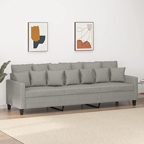 vidaXL 3-Seater Sofa: Modern Design, Durable Fabric, Breathable and Comfortable with Plywood and Metal Frame in Light Gray