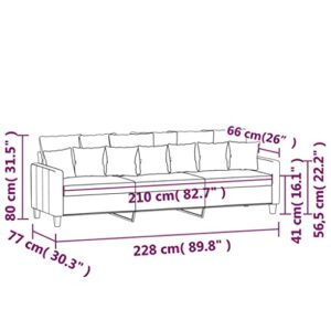 vidaXL 3-Seater Sofa: Modern Design, Durable Fabric, Breathable and Comfortable with Plywood and Metal Frame in Light Gray