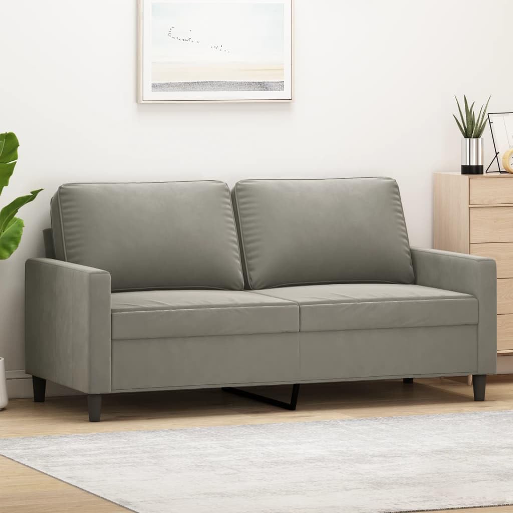 vidaXL Stylish 2-Seater Sofa in Light Gray - Comfortable Velvet Upholstery with Durable Metal and Plywood Frame - 55.1" Seat Width