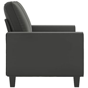 vidaXL 2-Seater Modern Sofa with Sturdy Metal Frame, Dark Gray Microfiber Upholstery, Comfortable Armrests and Back Pillows for Living Room Decor