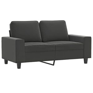 vidaXL 2-Seater Modern Sofa with Sturdy Metal Frame, Dark Gray Microfiber Upholstery, Comfortable Armrests and Back Pillows for Living Room Decor