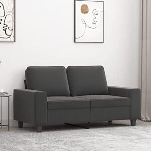 vidaXL 2-Seater Modern Sofa with Sturdy Metal Frame, Dark Gray Microfiber Upholstery, Comfortable Armrests and Back Pillows for Living Room Decor